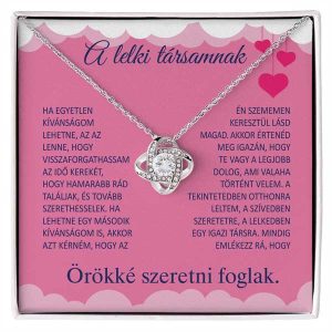A lelki társamnak - 14K fehér aranyozású nyaklánc cirkónia kristályokkal LOVE